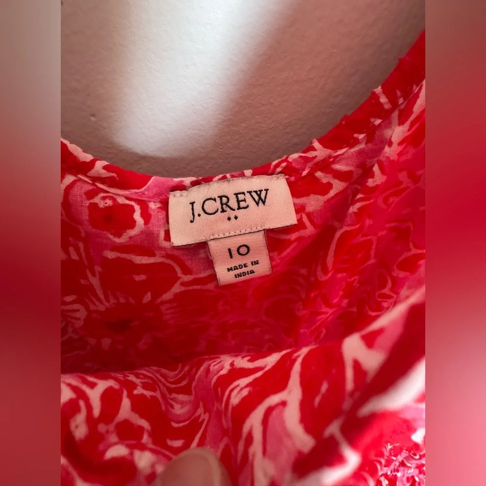 J. Crew Coral Pink Floral Tiered Midi Dress